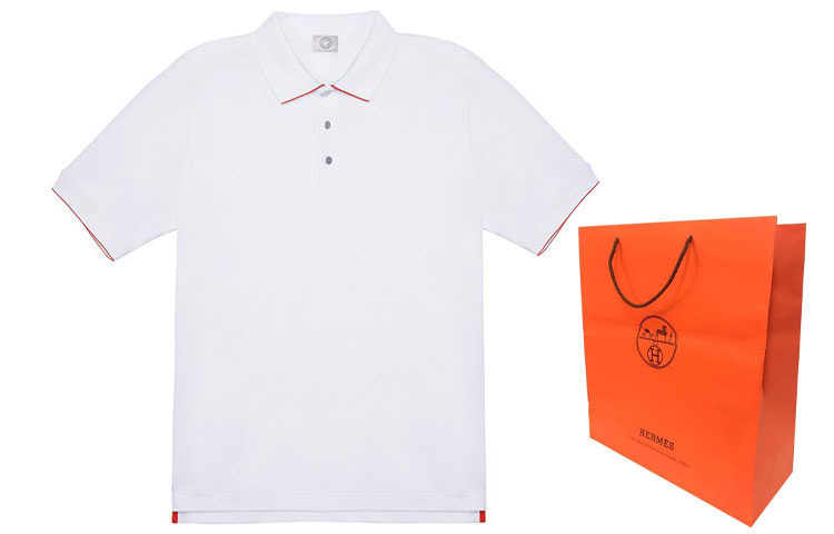 Shop HERMES SS22  White Asymmetric Hem Short Sleeve Polo Shirt. H800271-E06M