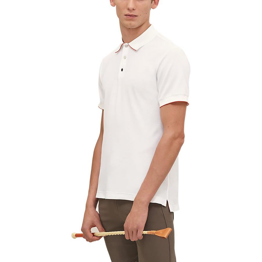Sizing HERMES SS22  White Asymmetric Hem Short Sleeve Polo Shirt. H800271-E06M