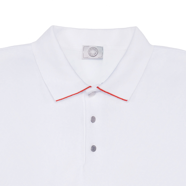 Cheap HERMES SS22  White Asymmetric Hem Short Sleeve Polo Shirt. H800271-E06M