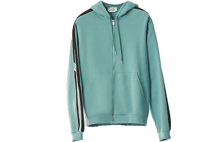 Hermes SS22 Blue Zip-Up Side Stripe Hoodie Jacket H257660HA64