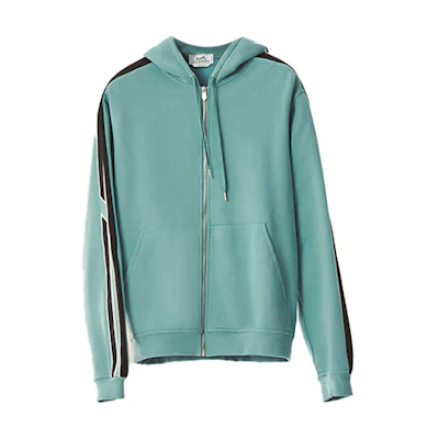 Hermes SS22 Blue Zip-Up Side Stripe Hoodie Jacket H257660HA64