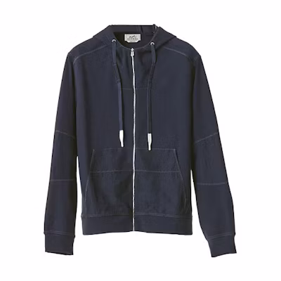 Hermes SS22 Color-Block Hooded Jacket Navy Blue Outerwear H257790HA6C