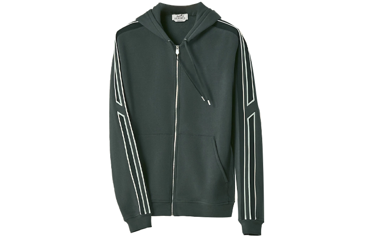 Hermes SS22 Green Zip-Up Striped Track Jacket Sweatshirt H257660HA06