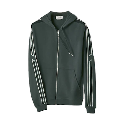 Hermes SS22 Green Zip-Up Striped Track Jacket Sweatshirt H257660HA06