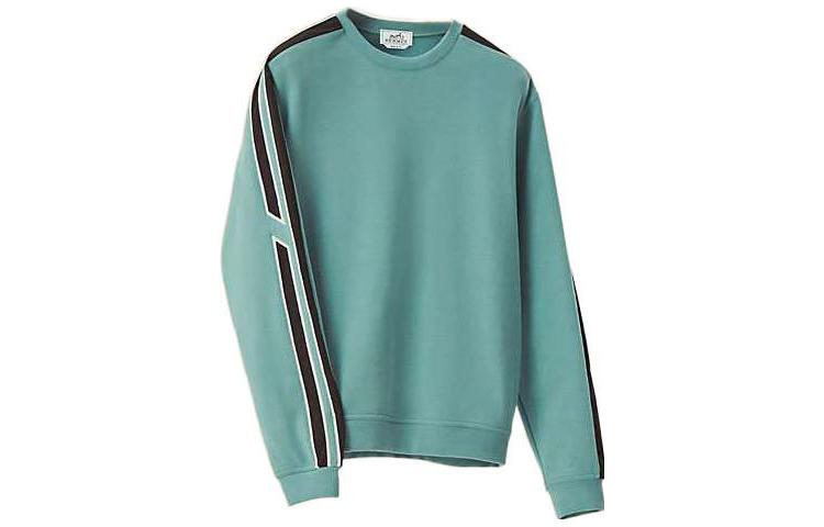 Hermes SS22 Solid Crewneck Long-Sleeve Sweatshirt Blue-Green H257650HA64