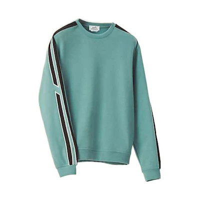 Hermes SS22 Solid Crewneck Long-Sleeve Sweatshirt Blue-Green H257650HA64