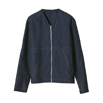 Hermes SS22 Solid Zip-Up V-Neck Straight-Fit Jacket in Navy Blue H252400HE6C