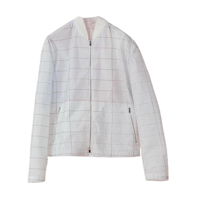 Hermes SS22 Striped Baseball Collar Zip-Up Jacket H252500HF64
