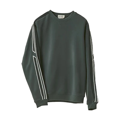 Hermes SS22 Striped Crewneck Long Sleeve Sweatshirt Military Green Men H257650HA06