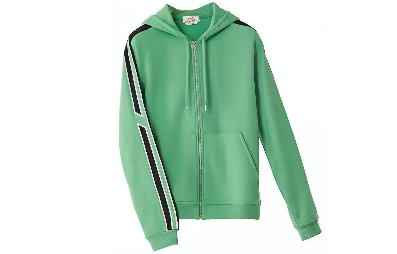 Hermes SS22 Striped Zip-Up Hoodie Jacket Green H257660HAO8