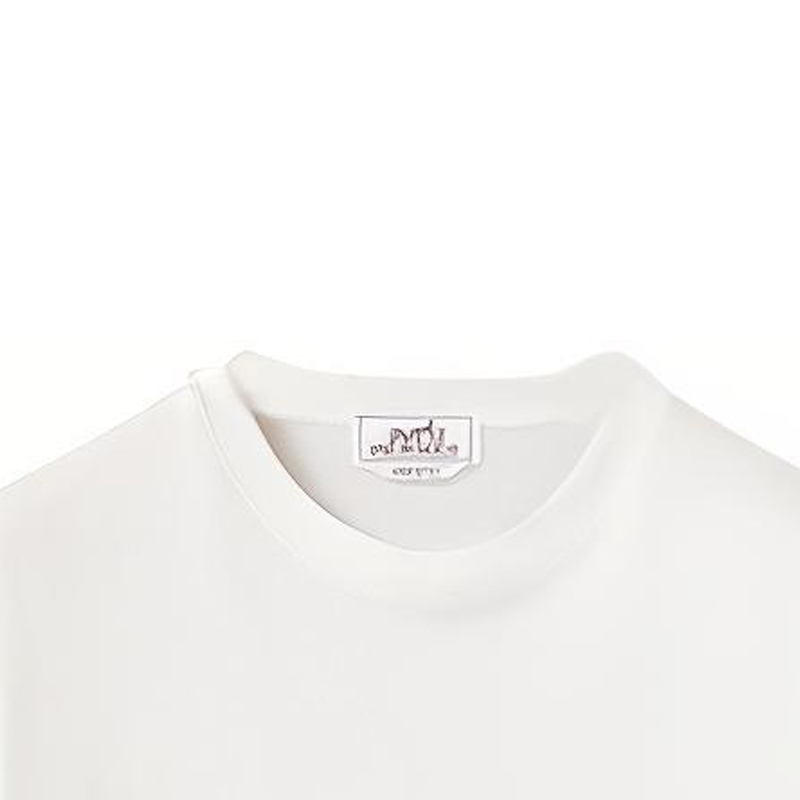 Details for HERMES SS22 White  T-Shirt with Horse Print Short Sleeve Crew Neck. H257830HA90