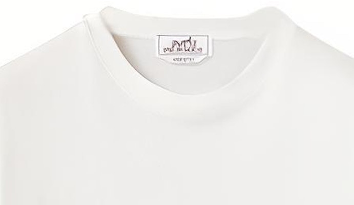 HERMES SS22 White T-Shirt with Horse Print Short Sleeve Crew Neck. H257830HA90 Details for HERMES SS22 White T-Shirt with Horse Print Short Sleeve Crew Neck. H257830HA90
