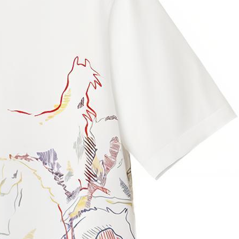 Sizing HERMES SS22 White  T-Shirt with Horse Print Short Sleeve Crew Neck. H257830HA90