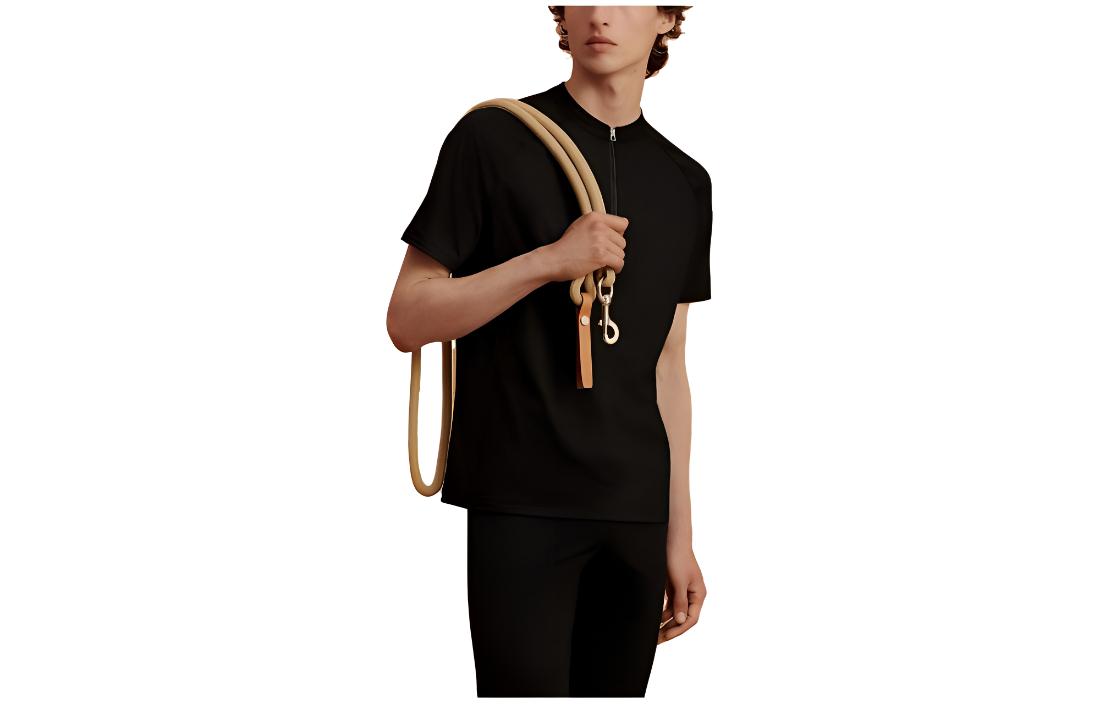 HERMES SS23  Black Half-Zip Crewneck T-Shirt. H800731E01L