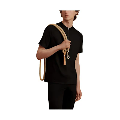 HERMES SS23 Black Half-Zip Crewneck T-Shirt. H800731E01L