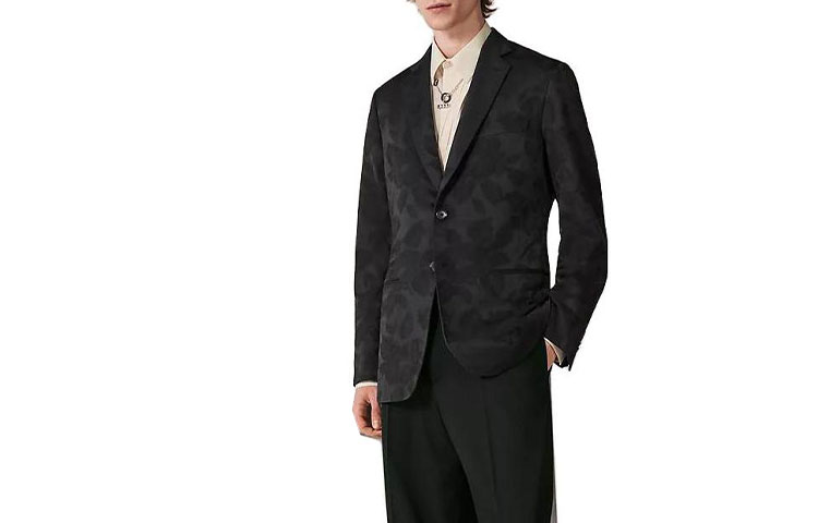 Order HERMES SS23  Black Patterned Printed Single-Breasted Casual Blazer. H364184HG02