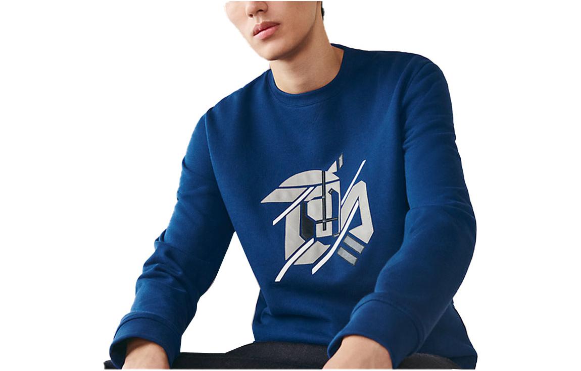 HERMES SS23  Blue Crewneck Sweatshirt with Animal Print H357780HA60