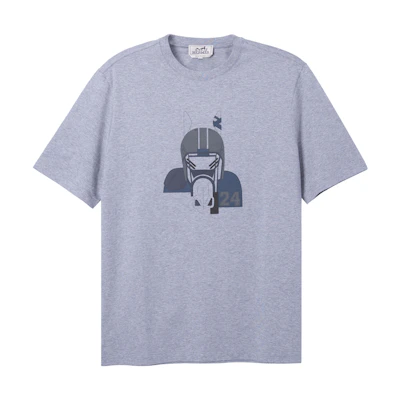 HERMES SS23 Cartoon Print Grey Short-Sleeve T-Shirt. H367970HA76