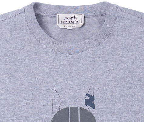 HERMES SS23 Cartoon Print Grey Short-Sleeve T-Shirt. H367970HA76 Details for HERMES SS23 Cartoon Print Grey Short-Sleeve T-Shirt. H367970HA76