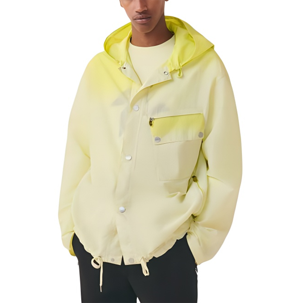 HERMES SS23  Color-Block Gradient Button Hoodie Jacket Yellow. H352840HK2Q