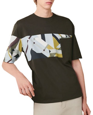 爱马仕 2023春夏款拼色休闲圆领短袖T恤卡其色 H357915HA11 Buy 爱马仕 2023春夏款拼色休闲圆领短袖T恤卡其色 H357915HA11