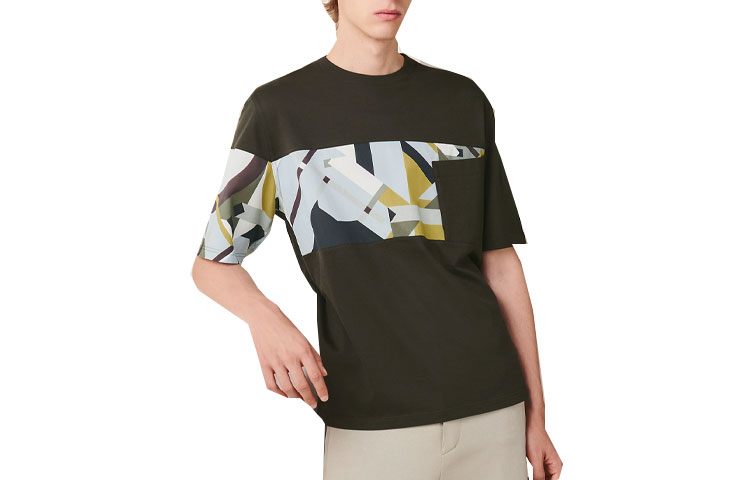 Order Camiseta HERMES SS23 Casual Cuello Redondo Mangas Cortas Caqui. H357915HA11