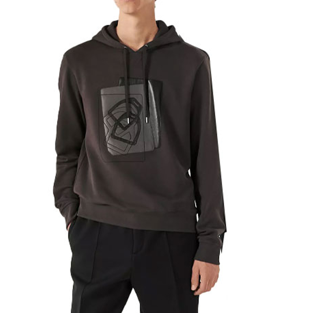 HERMES SS23  Geometric Pattern Hoodie Coffee Brown Long Sleeve H367800HA4TSM