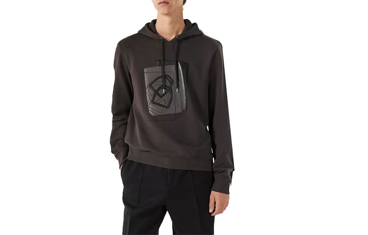 Order HERMES SS23 Hoodie Pola Geometris Coklat Kopi Lengan Panjang H367800HA4TSM