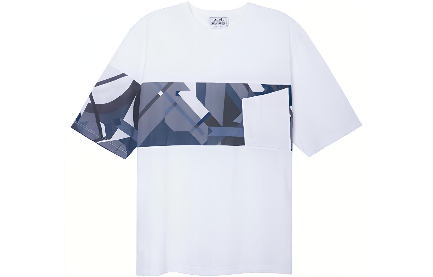 HERMES SS23  Geometric Print Short-Sleeve T-Shirt White H357915HA90