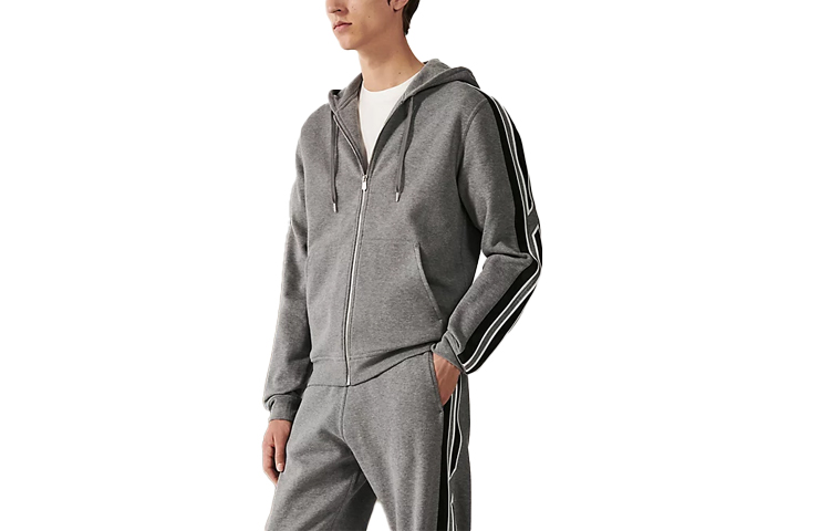 HERMES SS23  Gray Striped Print Zip-Up Loose Sweatshirt H367770HA76