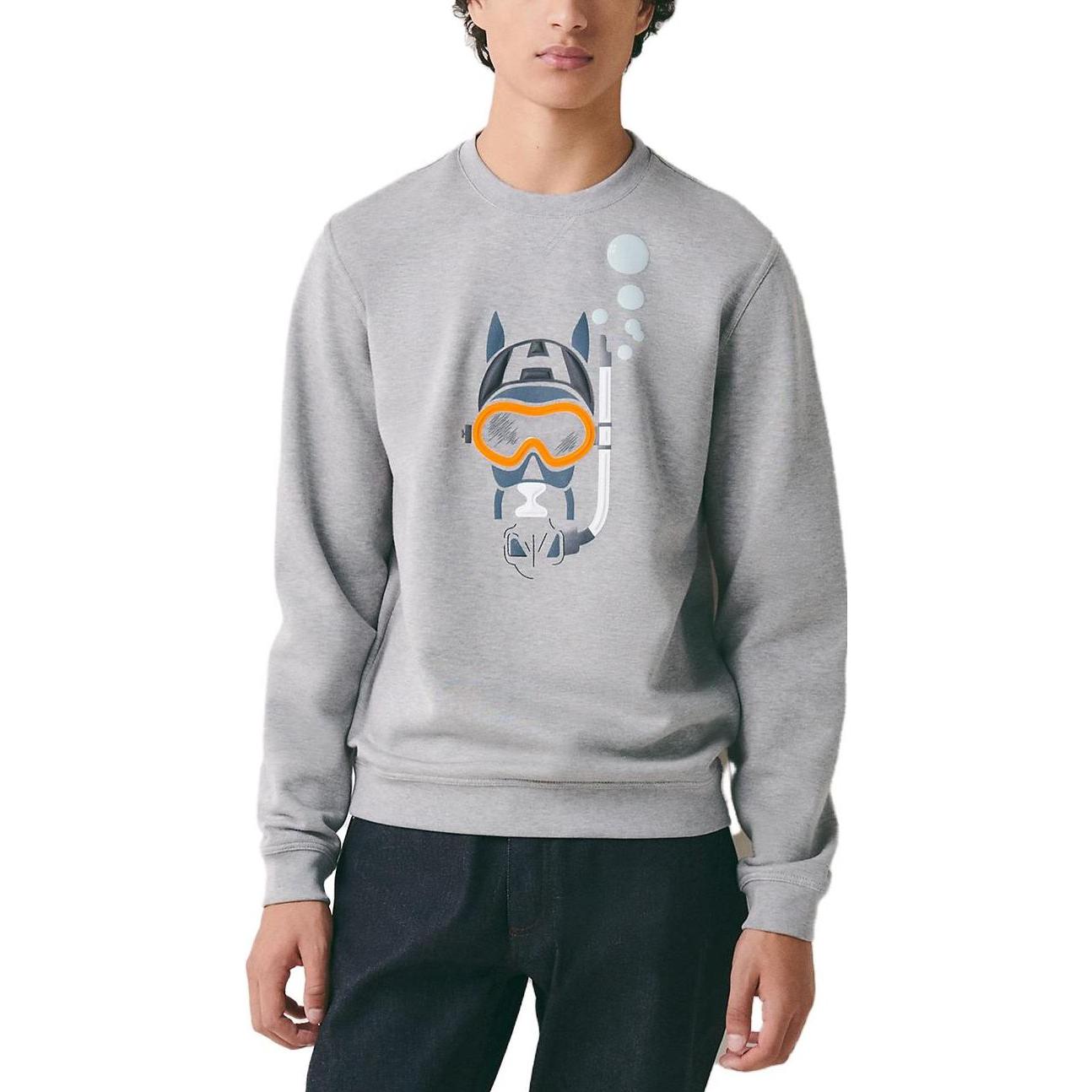 Shop HERMES SS23 Kelabu Baju Lengan Panjang Cetakan Kartun. H357810HA1O