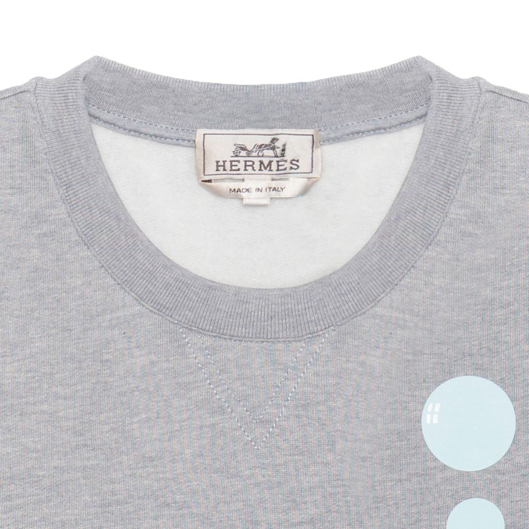 Sizing HERMES SS23 Kelabu Baju Lengan Panjang Cetakan Kartun. H357810HA1O