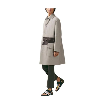 HERMES SS23 Grey Colorblock Long Sleeve Trench Coat H351320H32P