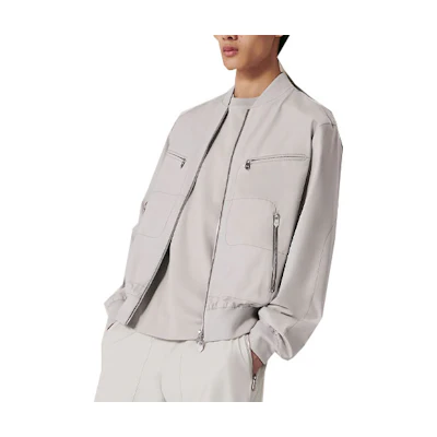 HERMES SS23 Grey Solid Color Casual Jacket with Dual Zipper H362940HJ4N