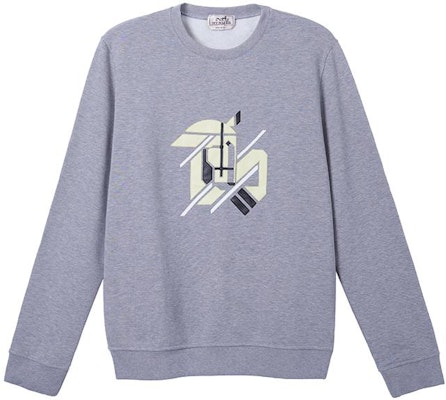 HERMES SS23 Grey Sweatshirt with Animal Print Design H357780HA1O Order HERMES SS23 Grey Sweatshirt with Animal Print Design H357780HA1O