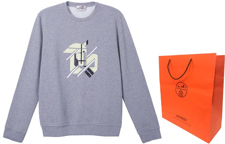 Shop HERMES SS23  Grey Sweatshirt with Animal Print Design H357780HA1O