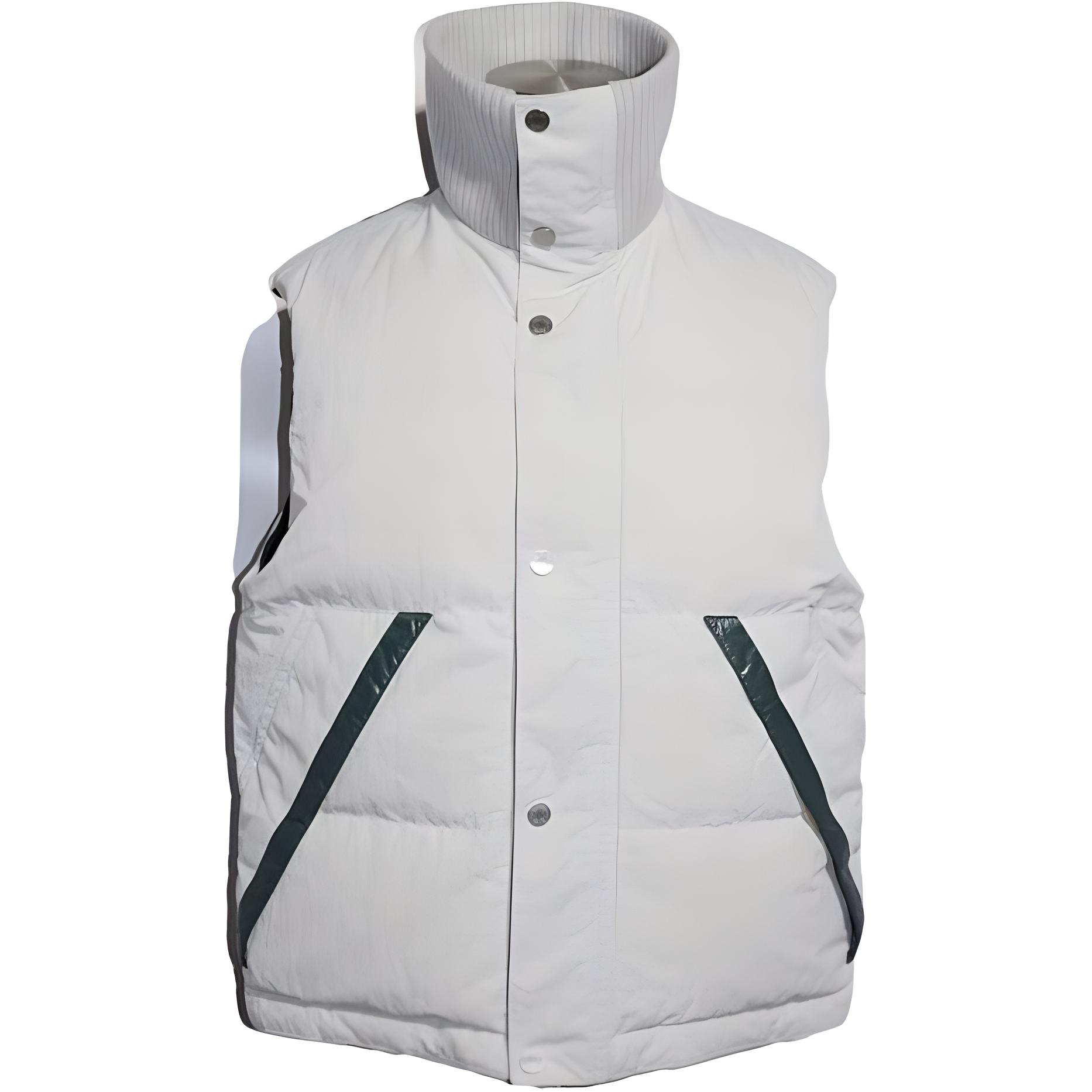 HERMES SS23  Grey Vest with Contrast Collar and Button-Up Design. H362600HG4N