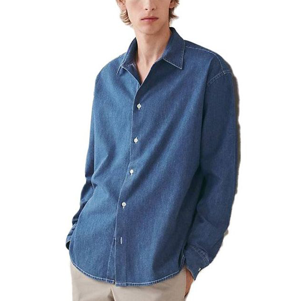 HERMES SS23  Indigo Denim Jacket - Solid Button-Up Long Sleeve Shirt Style H356080HB50