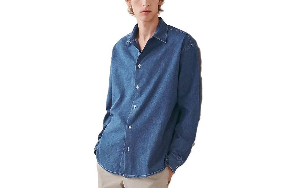 Order HERMES SS23  Indigo Denim Jacket - Solid Button-Up Long Sleeve Shirt Style H356080HB50