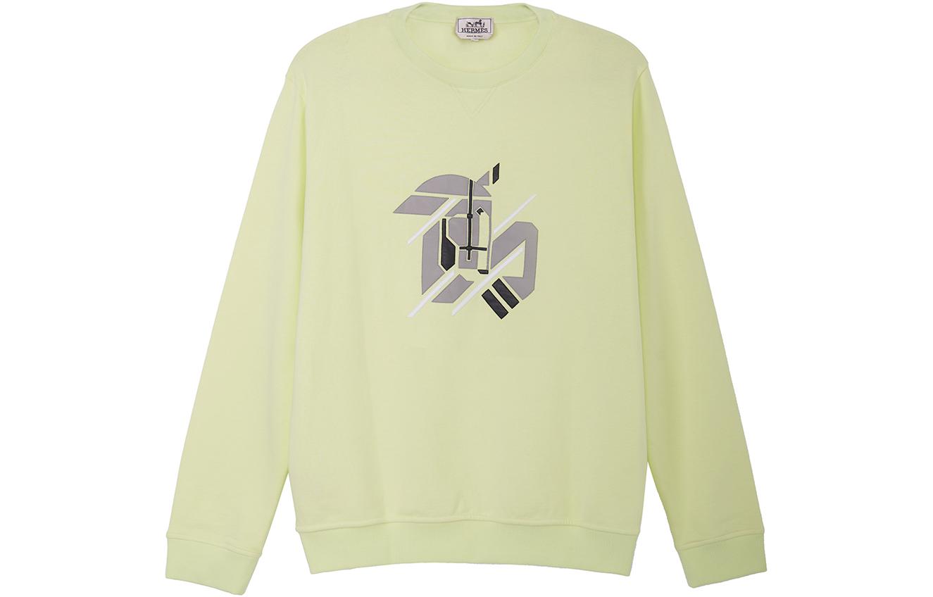 HERMES SS23  Lemon Green Sweatshirt with Animal Pattern. H357780HA2Q