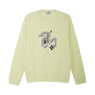 HERMES SS23 Lemon Green Sweatshirt with Animal Pattern. H357780HA2Q