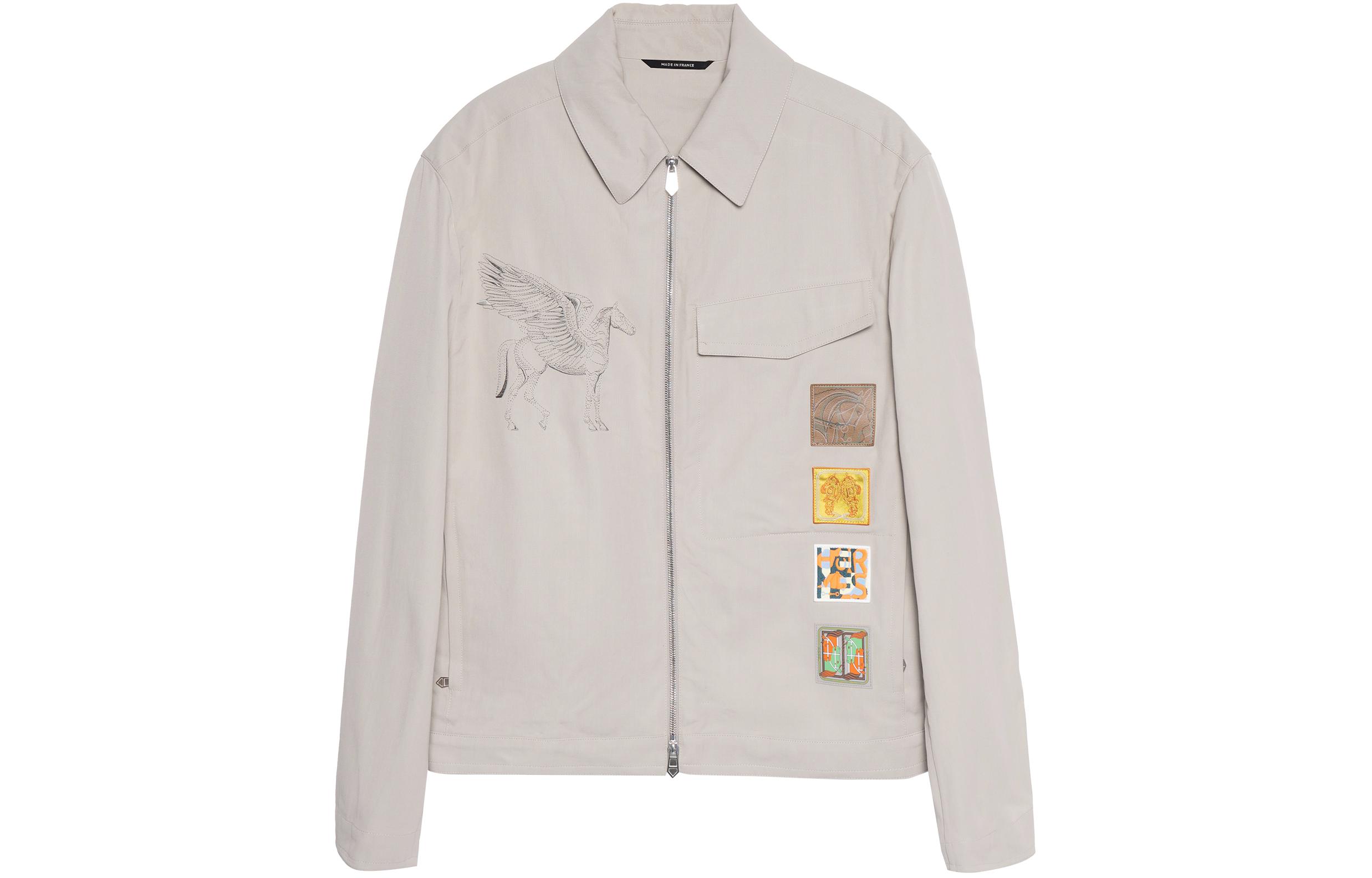 HERMES SS23  Light Grey Animal Print Shirt Jacket H352160HC2P