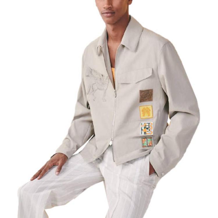 Shop 愛馬仕2023春夏淺灰動物紋襯衫外套 H352160HC2P