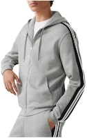 HERMES SS23 Light Grey Hoodie with Striped Sleeve Detail. H357750HA1O HERMES SS23 Light Grey Hoodie with Striped Sleeve Detail. H357750HA1O