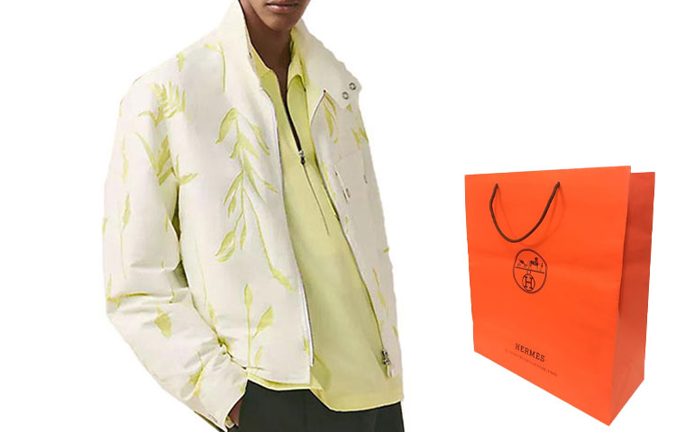 Shop HERMES SS23  Light Yellow Botanical Print Jacket. H352220HD3H