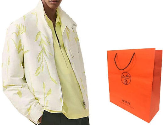 HERMES SS23 Light Yellow Botanical Print Jacket. H352220HD3H Shop HERMES SS23 Light Yellow Botanical Print Jacket. H352220HD3H
