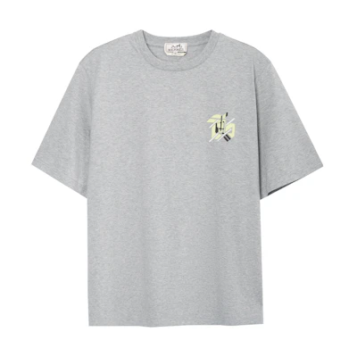 HERMES SS23 Logo Patch Crewneck Short Sleeve T-Shirt Light Grey. H357925HA76