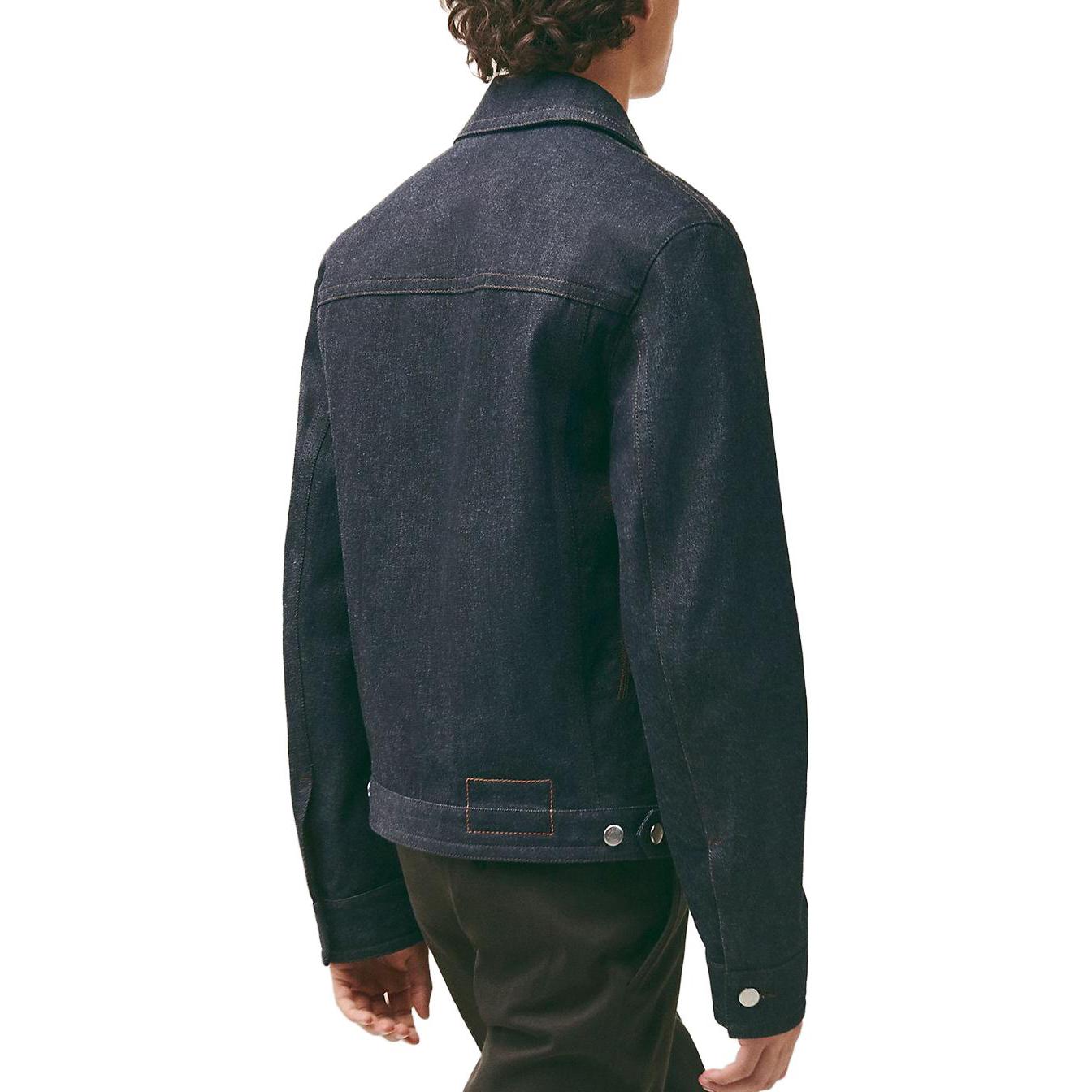 Details for HERMES SS23  Navy Blue Logo Embroidered Denim Jacket H352180HM60