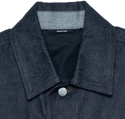 HERMES SS23 Navy Blue Logo Embroidered Denim Jacket H352180HM60 Cheap HERMES SS23 Navy Blue Logo Embroidered Denim Jacket H352180HM60