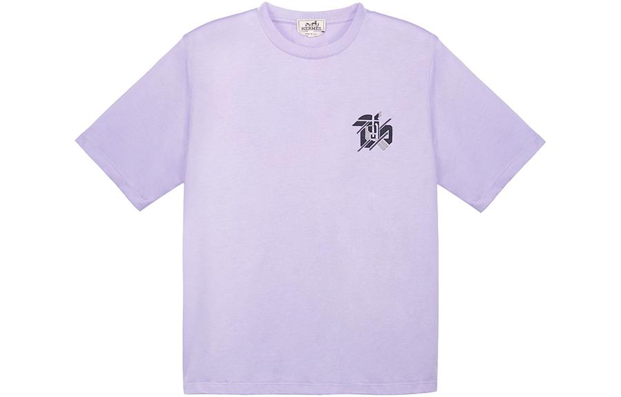 HERMES SS23  Purple Logo Patch Crewneck Short Sleeve T-Shirt H357925HA4F